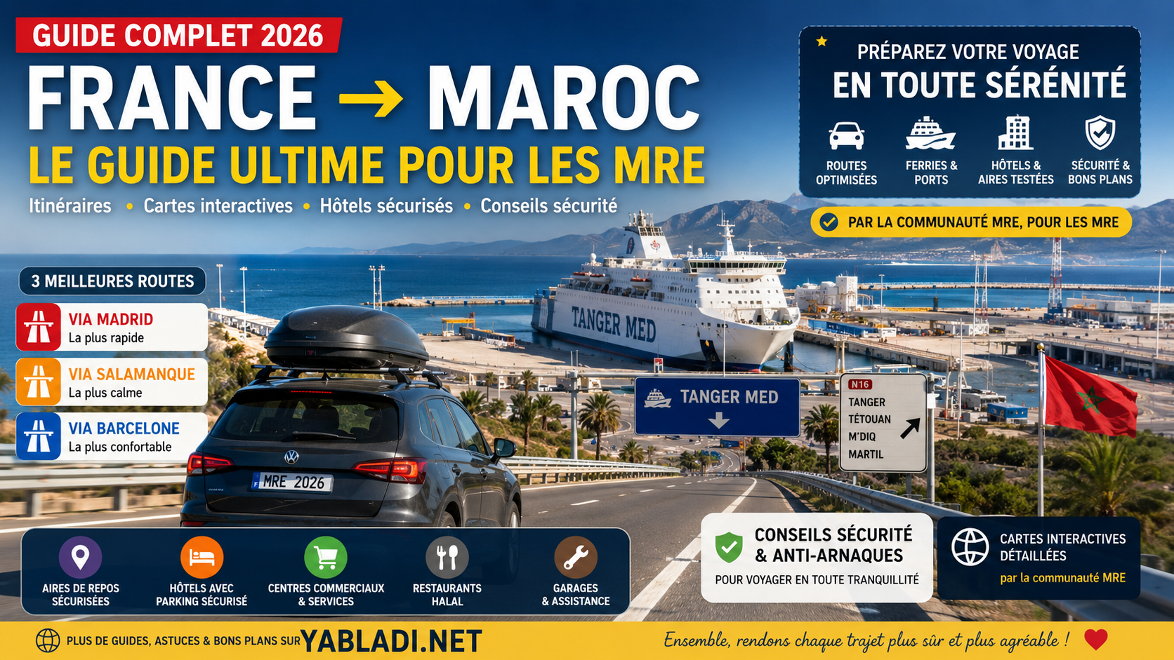 Guide trajet France Maroc 2026 pour les MRE avec cartes interactives
