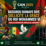 Illustration CAN 2025 montrant Bassirou Diomaye Faye demandant la grâce du Roi Mohammed VI pour des supporters sénégalais condamnés après la finale Maroc Sénégal