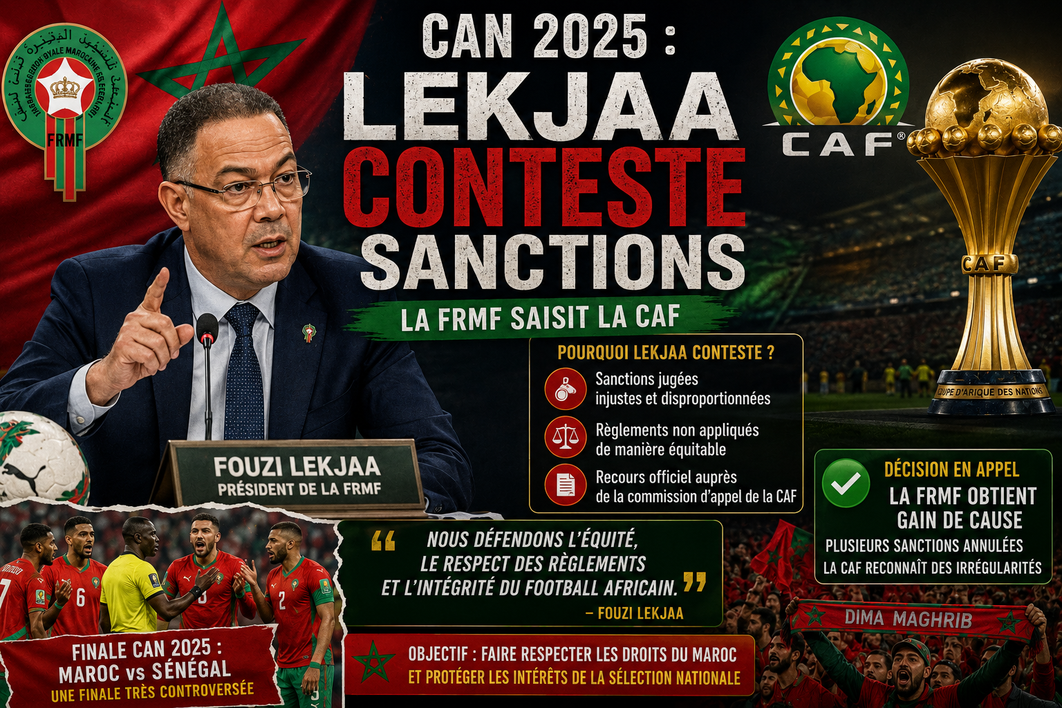 CAN 2025 : Lekjaa conteste sanctions