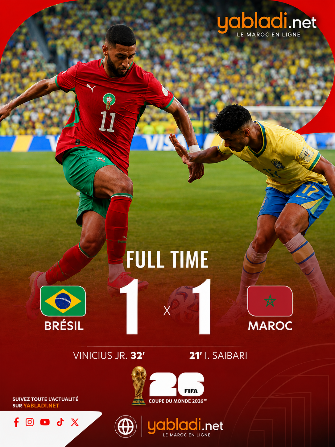 Maroc-Brésil 1-1 : Fierté MRE