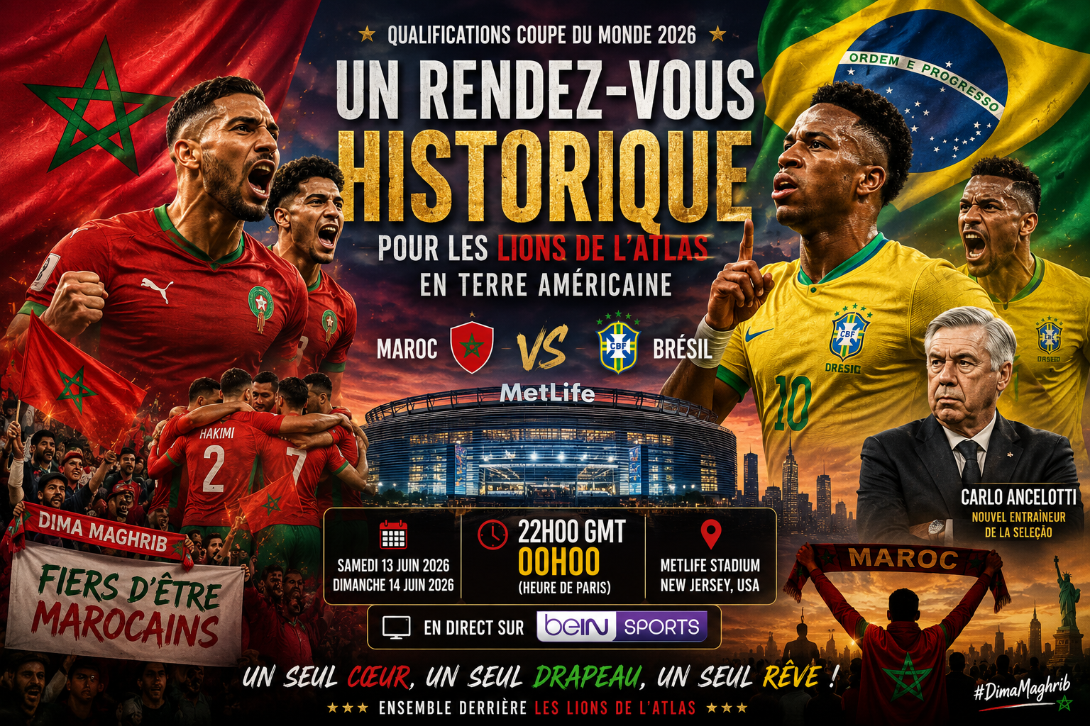 Maroc-Brésil 2026 : Le choc des titans à suivre depuis la France